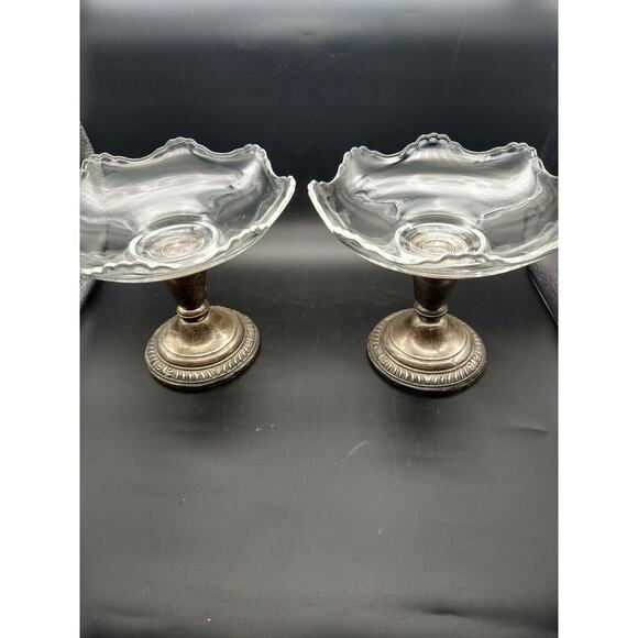 Vintage Sterling Silver & Glass Compote Dishes by R.M. Whiting – Set of 2 - Picture 3 of 16